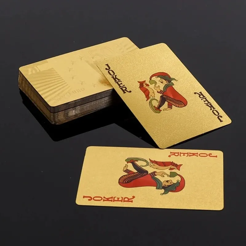 Cartes de jeu de poker en plastique de style européen, feuille d'or, accessoires de jeu étanches, outils magiques, objets de collection de vacances, cadeaux de fête