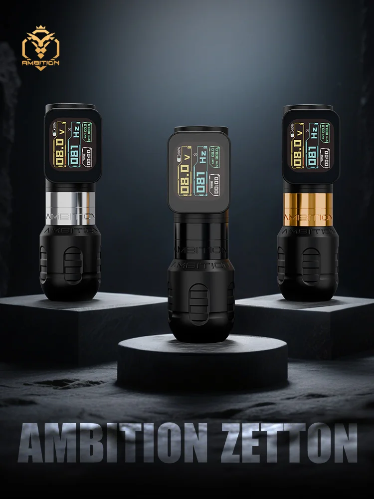 Ambition Zetton Pro tige droite course 3,5 mm + 4,0 mm Machine à tatouer sans fil batterie stylo 2400 mA 1-12 V moteur sans brosse professionnel