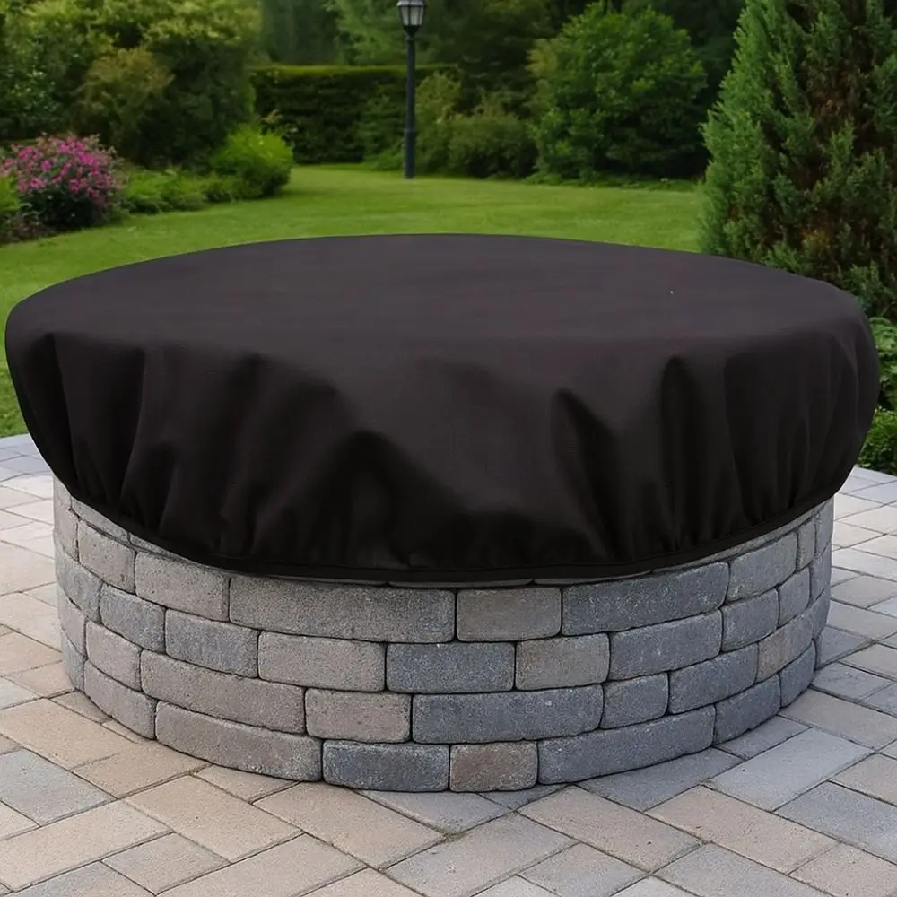 Cubierta para fogones Oxford 600D, cubierta protectora impermeable resistente a la intemperie, dobladillo elástico, forma redonda, cubierta para chimenea al aire libre