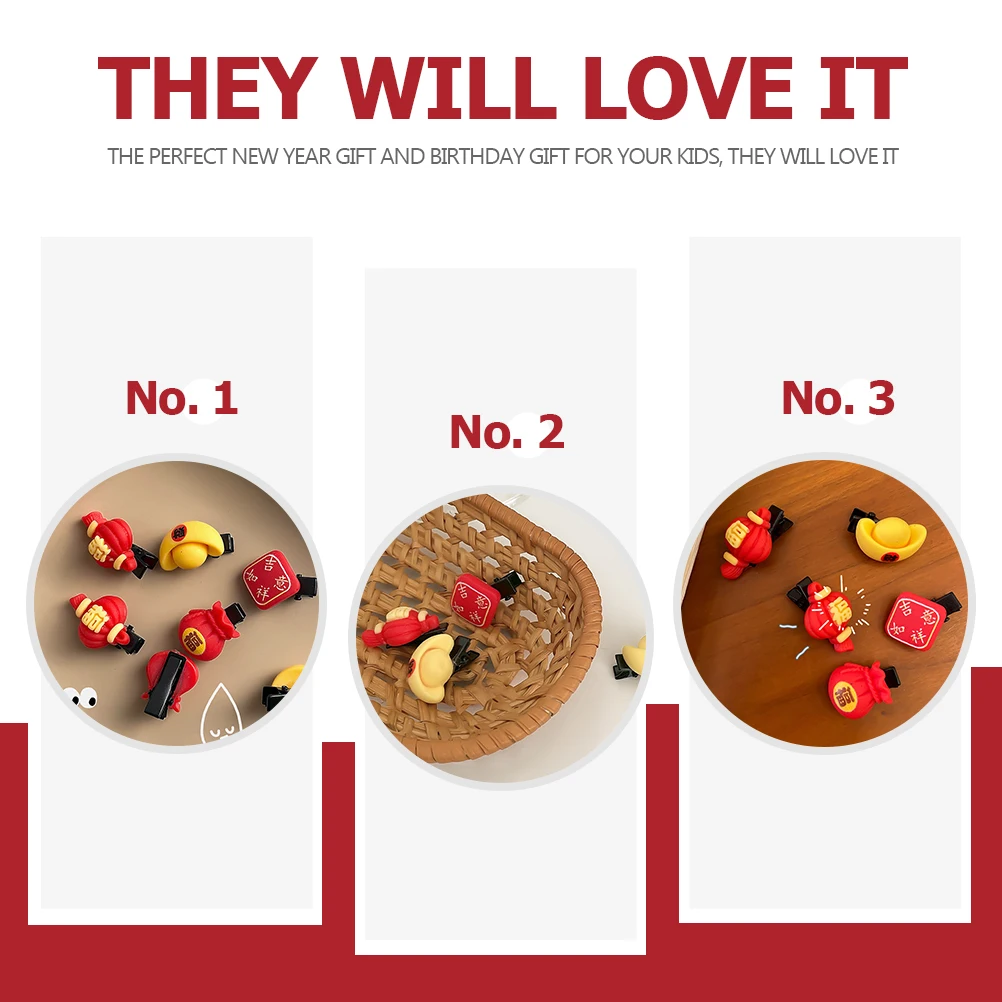 

10 шт., заколки для волос на китайский Новый год, красный весенний фестиваль, заколка для волос, повседневная одежда, аксессуары для вечеринок, заколка для волос на китайский Новый год