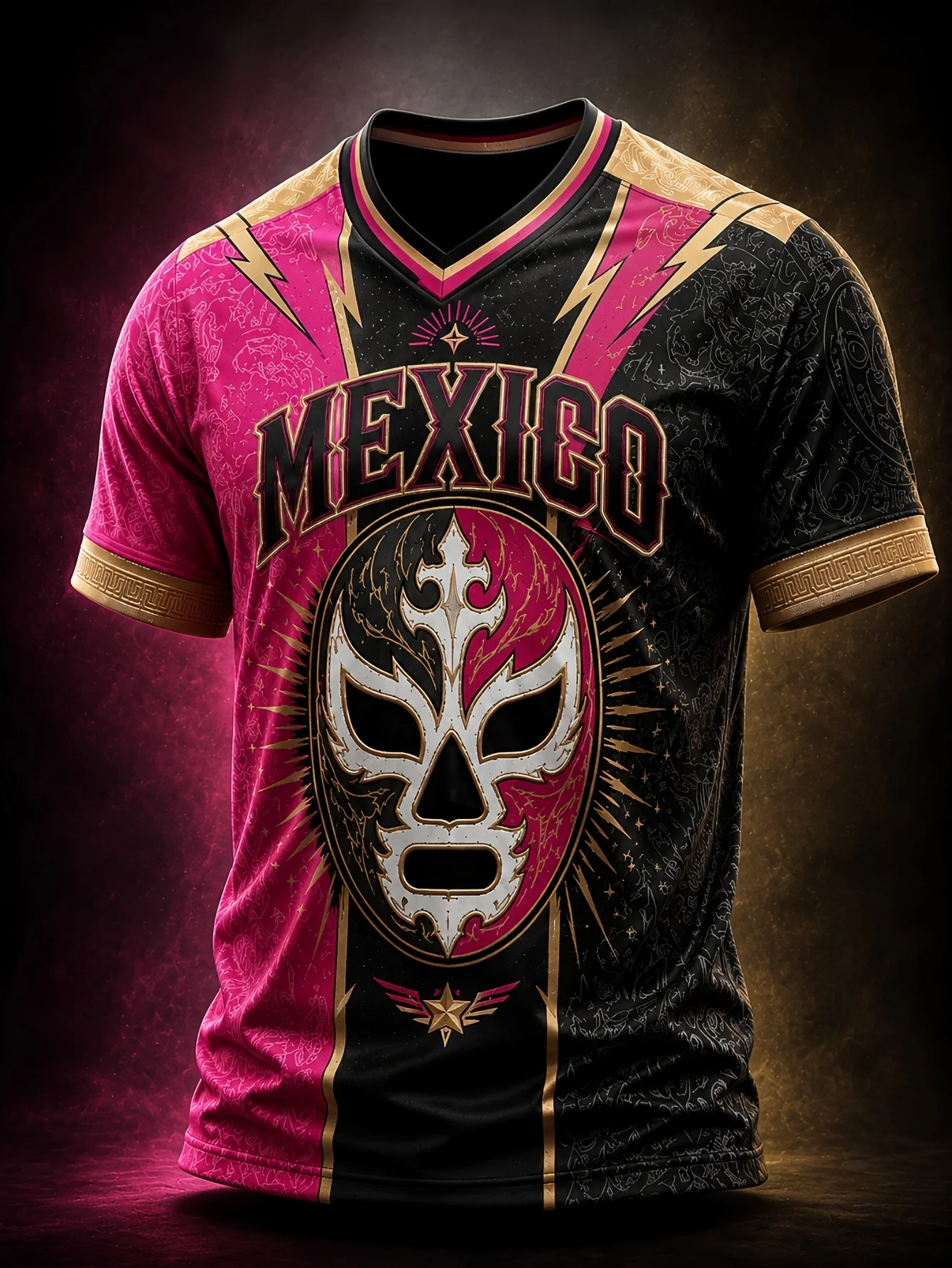 Bestselling fashion Mexican AI fighting mask short sleeved T-shirt fitness street hip-hop sports daily casual top