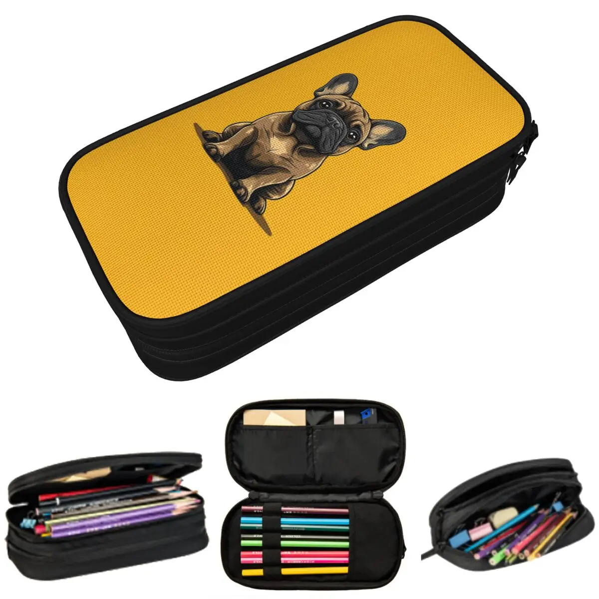 

Cute French Bulldog Puppy Facial Pencil Case for Kids Gifts Pen Box Pencil Bag Stationery Supplies Pen Holder Bag