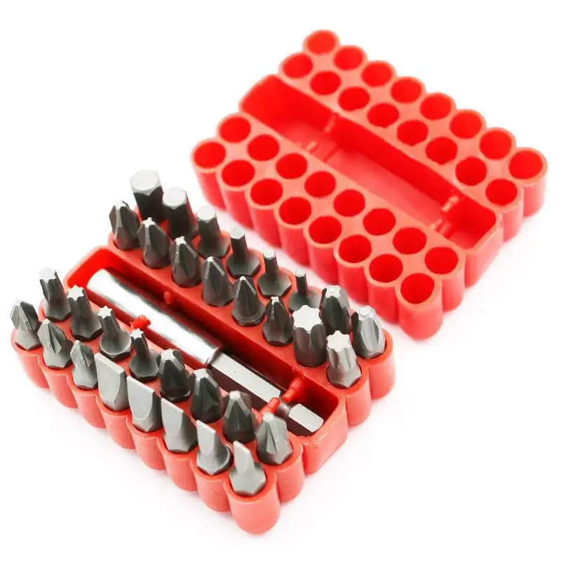 Security Tamper Proof Bit Set 33pcs Torq Torx Hex Star Spanner Tri Wing Electric Screwdrive 1/4