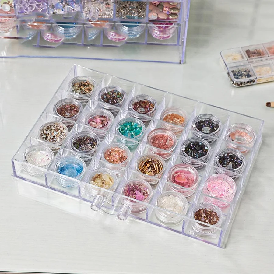 Nail art storage box, multi-layer drawer style jewelry, transparent box, diamond box, polishing head, diamond tool box