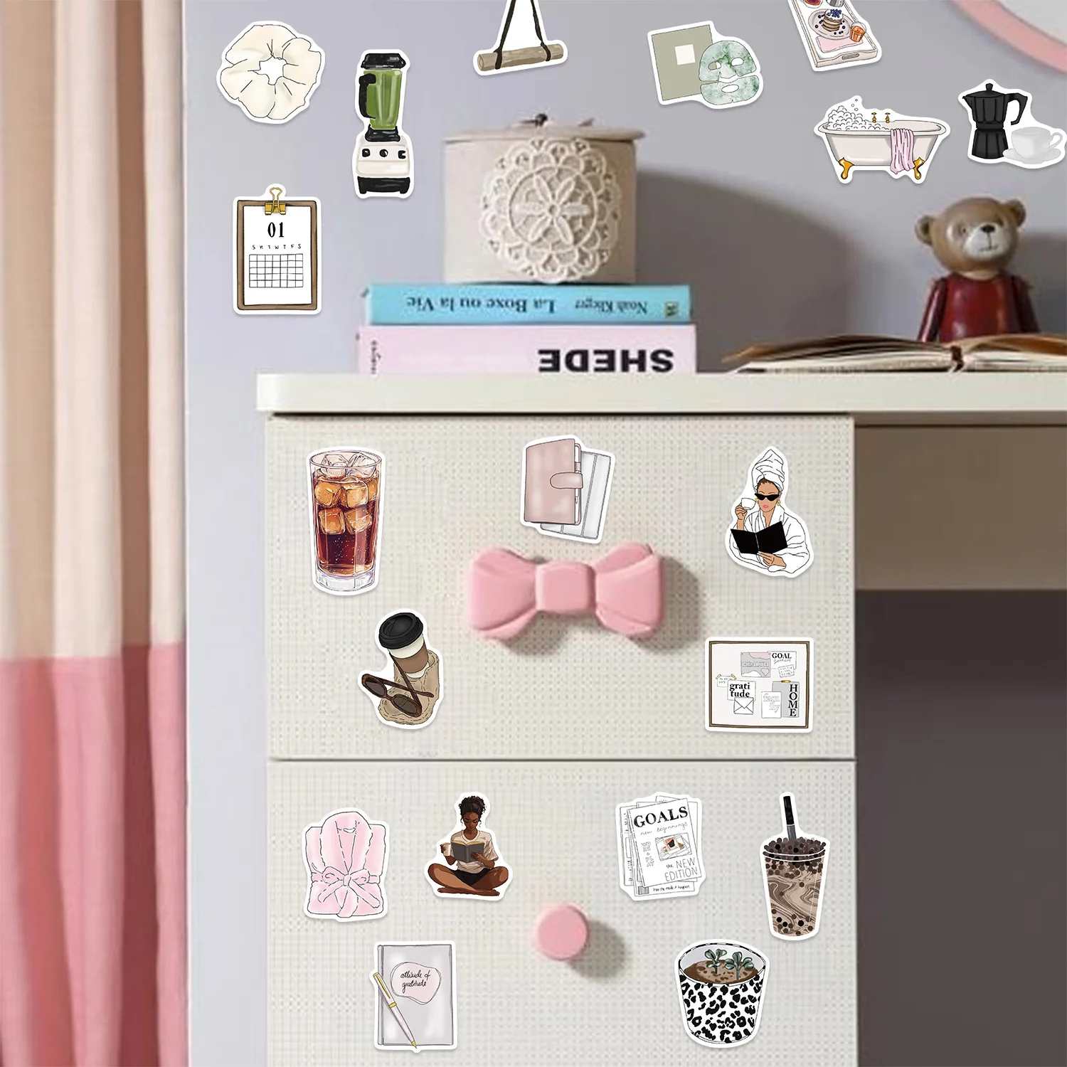 10/50 PIÈCES Clean Girl Art Esthétique Graffiti Autocollants Drôle Dessin Animé Autocollant BRICOLAGE Réfrigérateur Papeterie Boîte Tasse D'eau Réfrigérateur Tasse