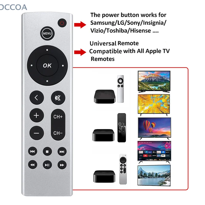 1Pcs Apple TV Universal Remote 4K/HD A1625 A2169 A1427 A1842 No Voice Remote