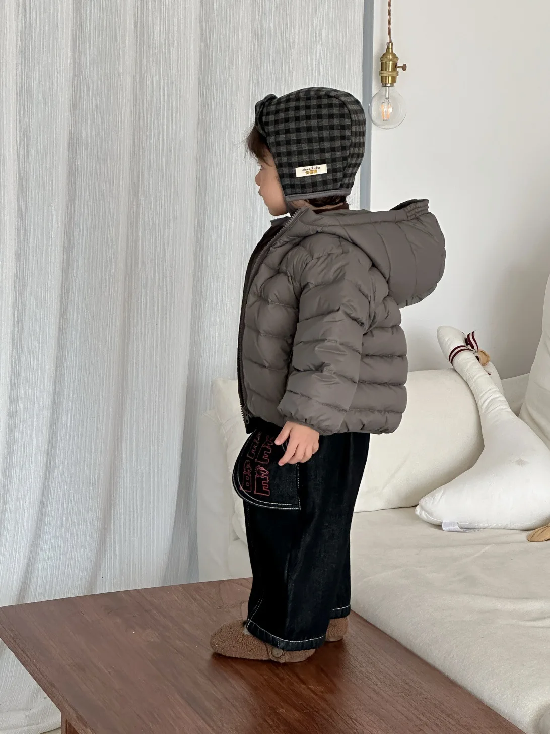 2025 شتاء جديد الطفل القطن زائد المخملية سميكة طفل الفتيان الدافئة جاكيت زيبرا وسادة مبطنة الفتيات طويلة الأكمام معطف مقنع