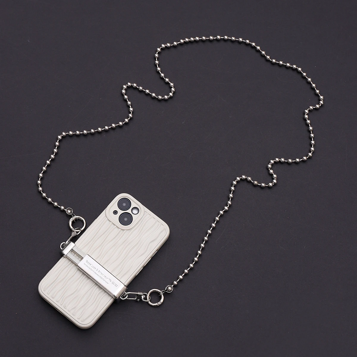 Black Love Clip With Lron Chain Pearl Chain Diagonal Cross Chain Phone Clip