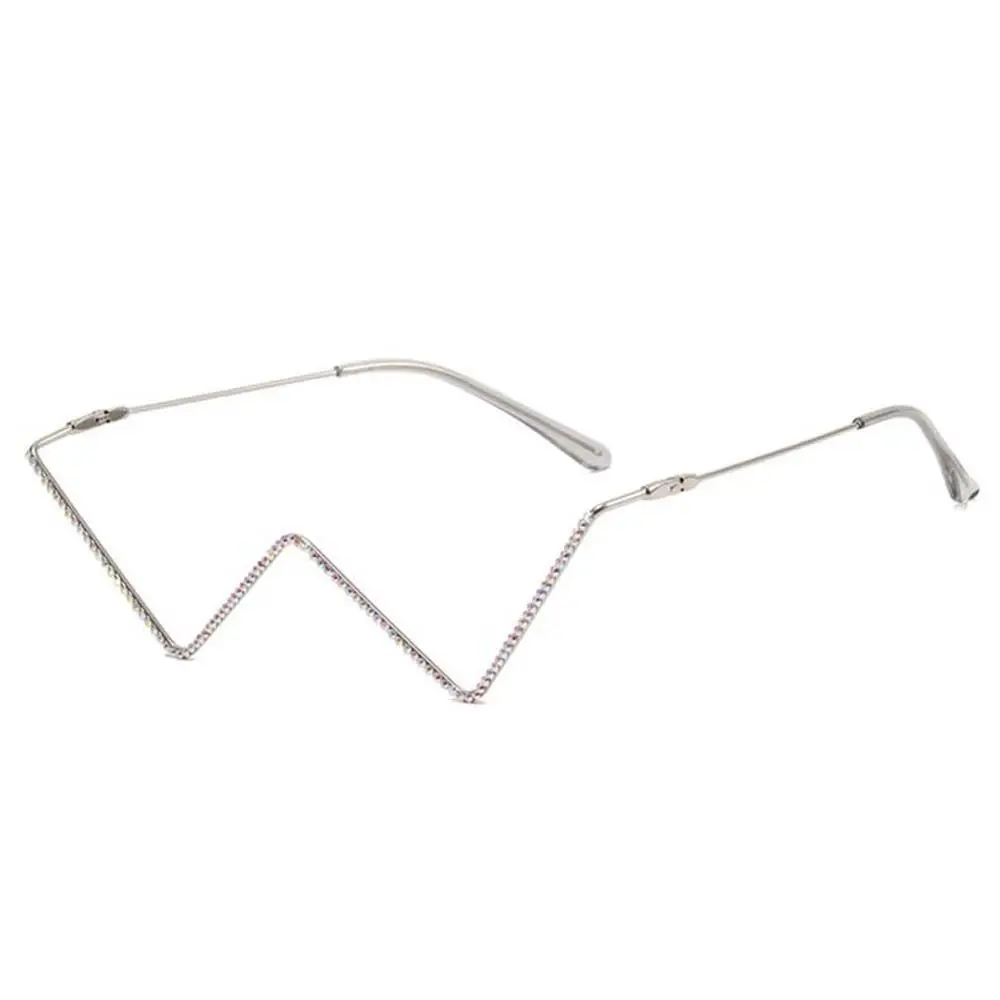 Fashion Elegant Gold Rhinestone For Women Metal Glasses Frame Triangle Glasses Frame Rhinestones Glasses Frame Fake Glasses