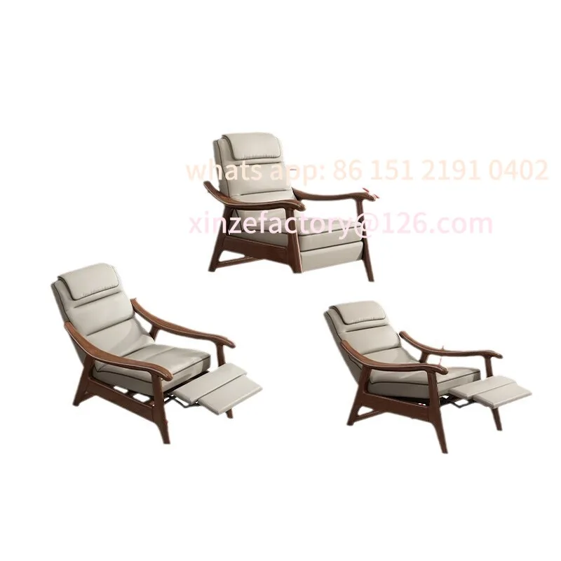 Customizable New Chinese Solid Wood Function Folding Sofa Chair Living Room Lazy Balcony Leisure Chair