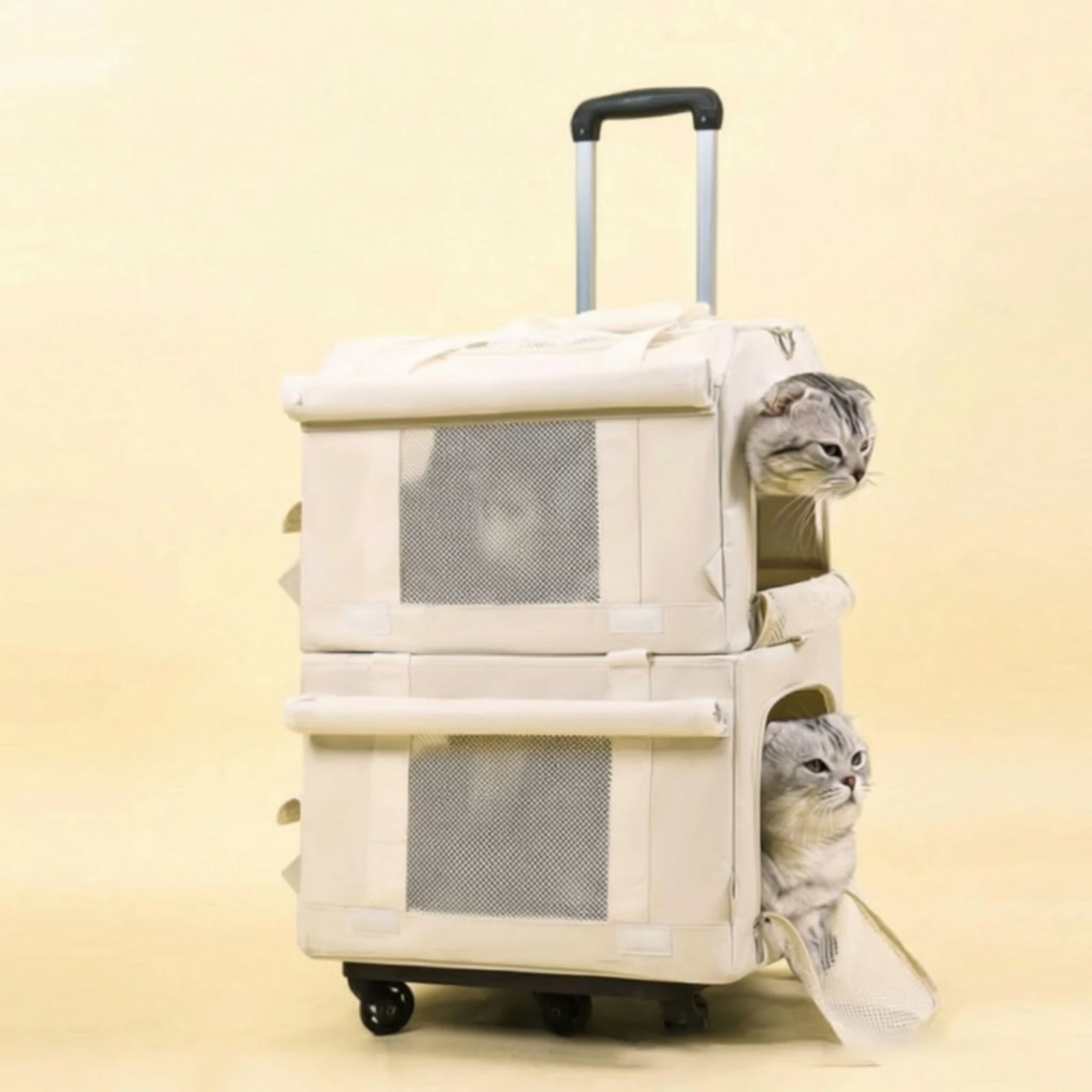 Pet Carrier with Telescopic Handle Foldable Pet Carrier Trolley Travel Bag Collapsible Long-Lasting for Cats, Outings