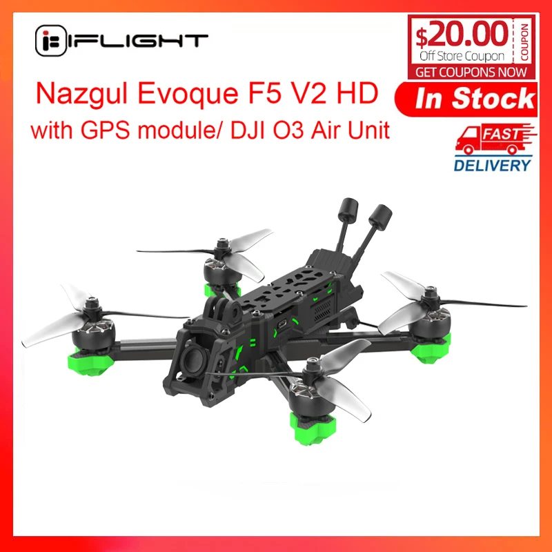 iFlight Nazgul Evoque F5 V2 HD 5inch 6S FPV Drone BNF F5X F5D（Squashed-X or DC Geometry）with GPS module/ DJI O3 Air Unit for FPV