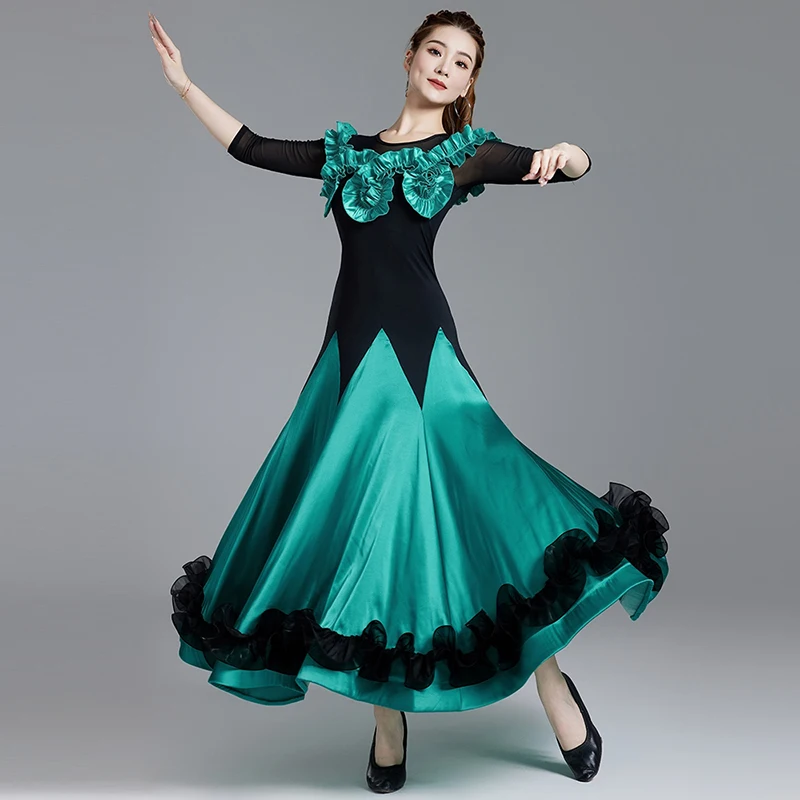 

2024 New Modern Ballroom Dance Competition Dress Women's Latin Dance Performance Dresses Adult Waltz Dance Practice Wear XH645