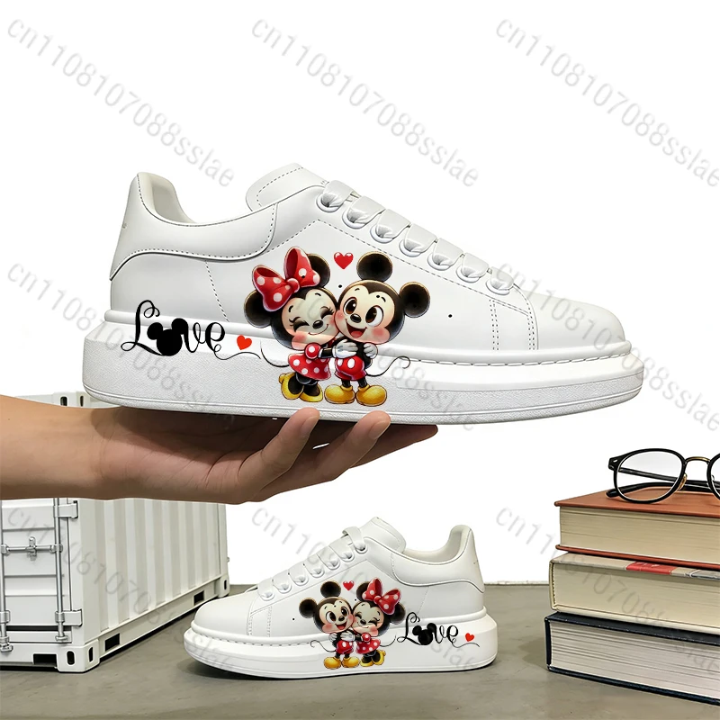 

New Mickey Minnie Mouse Adult Couple Man Woman Print Cartoon Comfortable Wear-resistant Casual Sports Shoes Gift