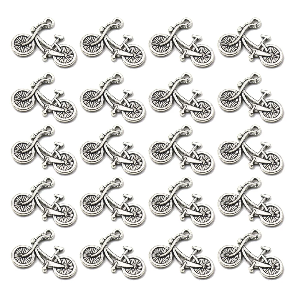 

20pcs Bike Necklace Pendant Alloy Charm Metal Jewelry Making Pendants Silver Color DIY Accessories Fashion Decorations