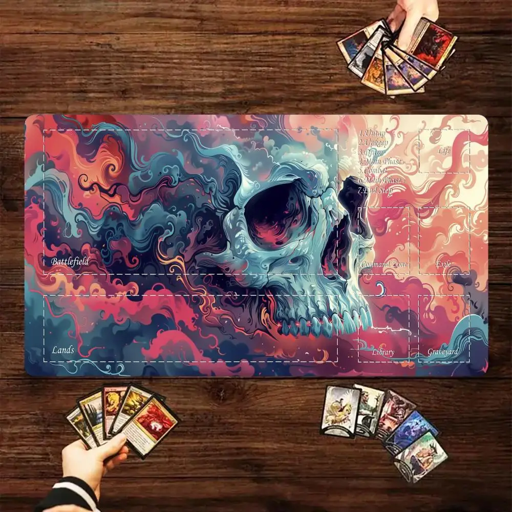 

Magic card playmat with zone Ukiyo-e skull pattern mtg Playmat Desk Mat gamer keypad expansion gaming mouse pad office desk mat