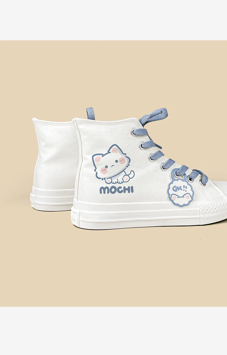 Amy und Michael Kawaii Kitty Cartoon Schuhe Damen High-Top Canvas Schuhe Niedliche Schnürschuhe für Teenager-Mädchen und Studenten – Detail 12