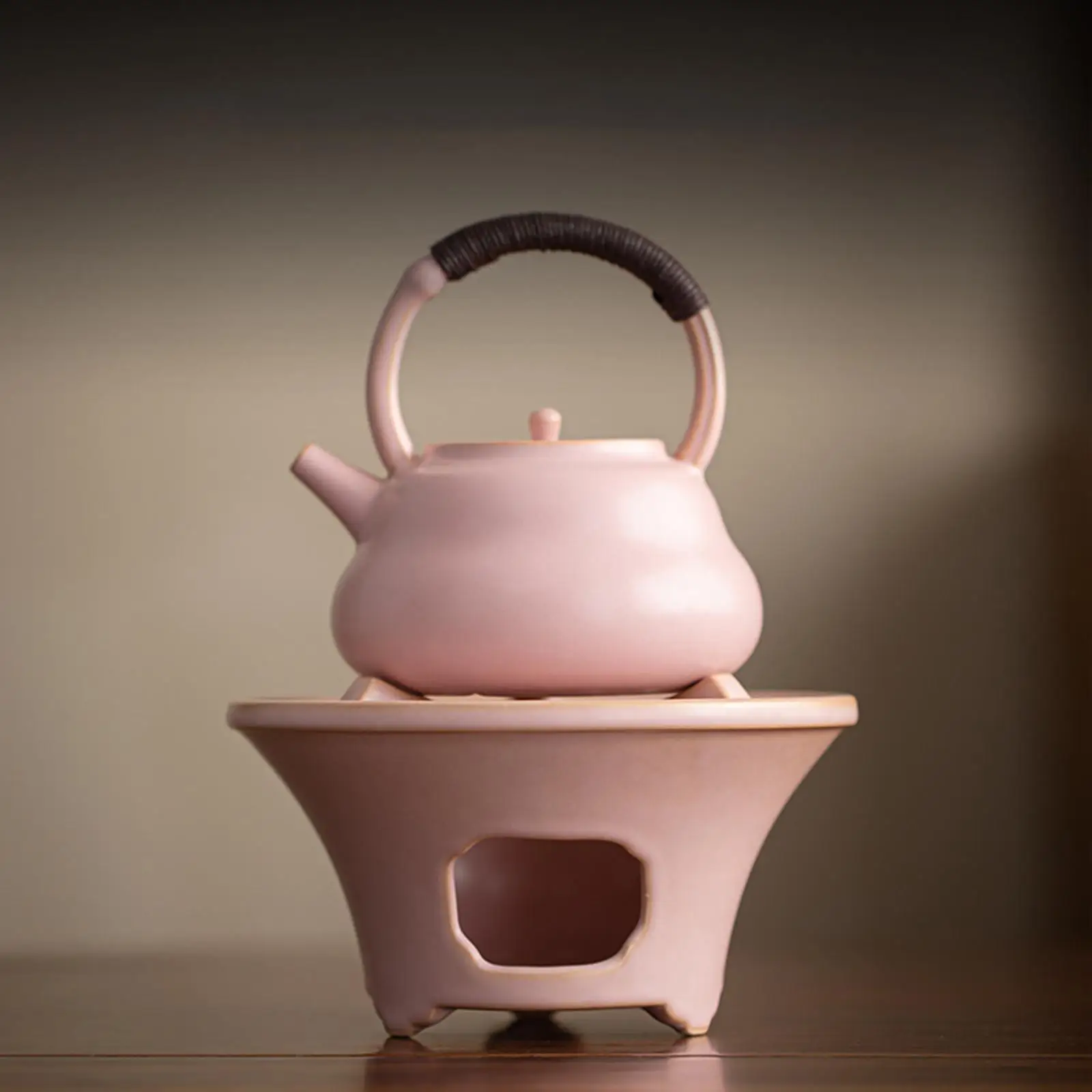 

Porcelain Tea Pot Tea Kettle Heat Resistant for Boiling Hot Water 500ml with Warmer Base with Handle for Valentines Day Gifts