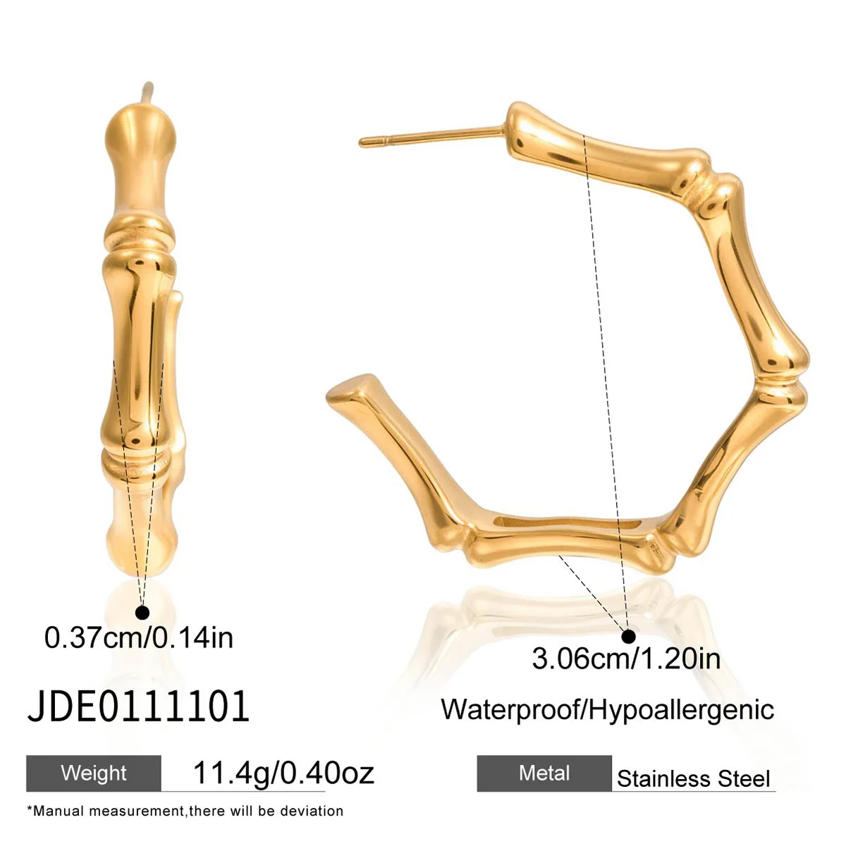 Personality Bamboo Joint Stud Earring Cosplay Stainless Steel Minimalist Earrings Women Niche Fashion Jewelry