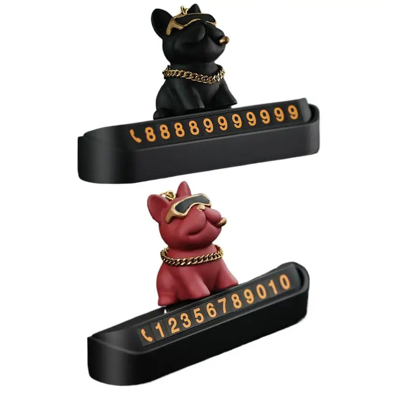 

Car Temporary Parking Card Phone Number Card Plate Cartoon Bulldog Ornament Telephone Number Car Park Stop Auto Accessories