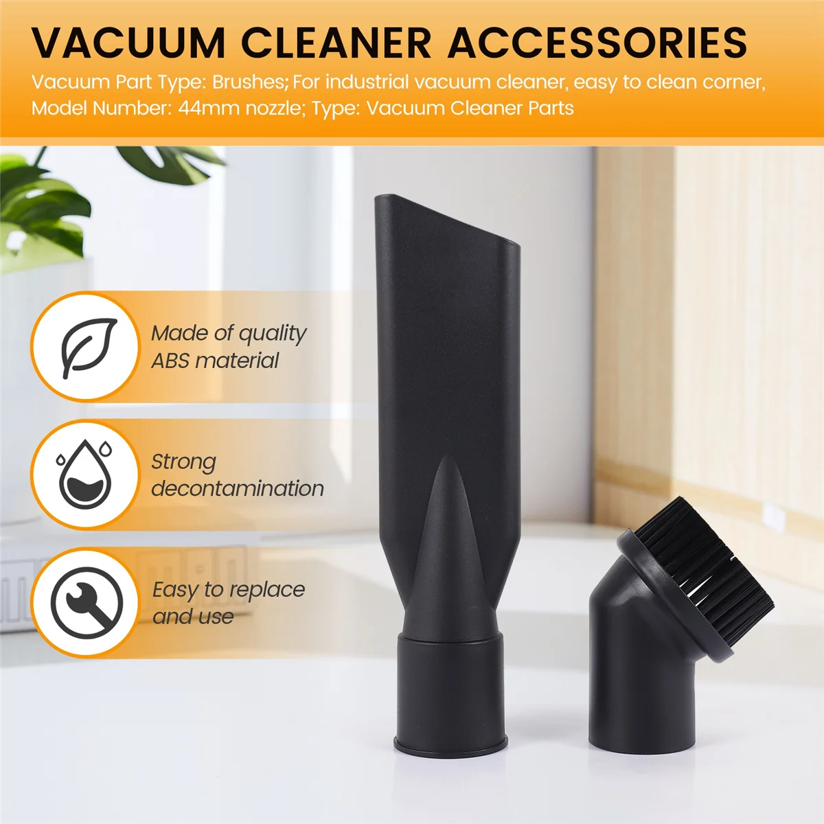 Ensembles de brosses rondes et de buses plates pour aspirateur industriel, accessoires durables, intérieur 44mm