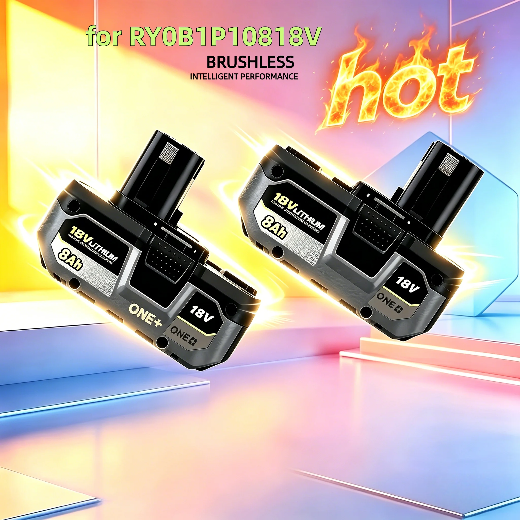 

18V Lithium Battery For RYOBI High Capacity New 2026 Upgraded, No Memory Effect, Compatible with P104 P107 P108 P109 RB18L20
