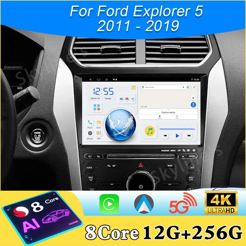 Carplay 4G لفورد اكسبلورر 5 2011 - 2019 راديو السيارة الوسائط المتعددة مشغل فيديو الملاحة ستيريو نظام تحديد المواقع أندرويد 15 No 2din 2 din dvd #1