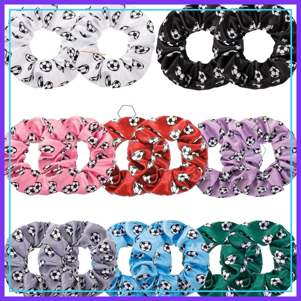 

16 Pack Soccer Hair Scrunchies Elastic Sports Ball Bands Ponytail Holders for Girls Women Players Coaches Teams