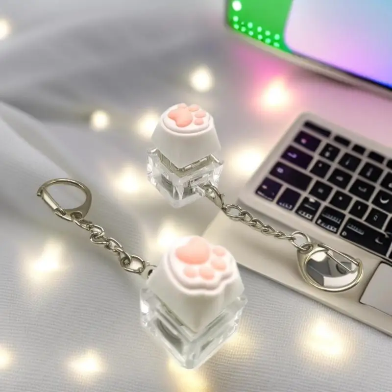 

Cute Cat Paw Fidget Decompression Keychain 2Pcs Pressure Relief Toy Key Ring for Birthday Party Small Gift