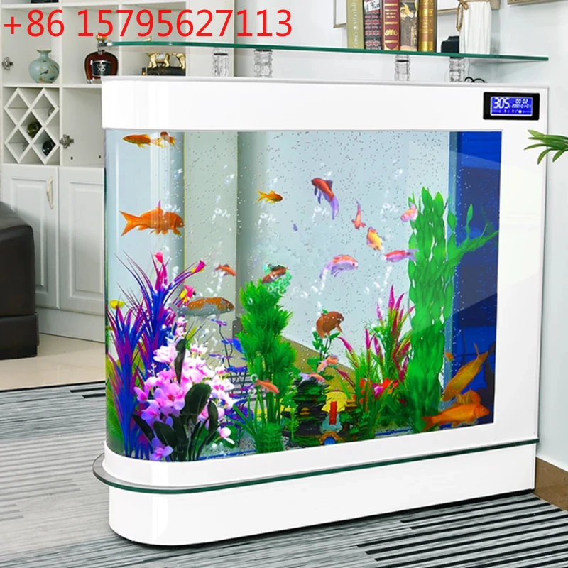 

Fish Tank Living Room Home Medium Aquarium Glass Ecological Floor Screen Fish Tank