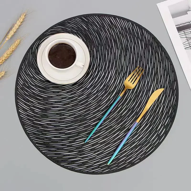 PVC Hibiscus Bronzing Placemat Coaster Set Heat Resistant Hollow Insulation Table Mat for Dining Kitchen Christmas Decor Gift