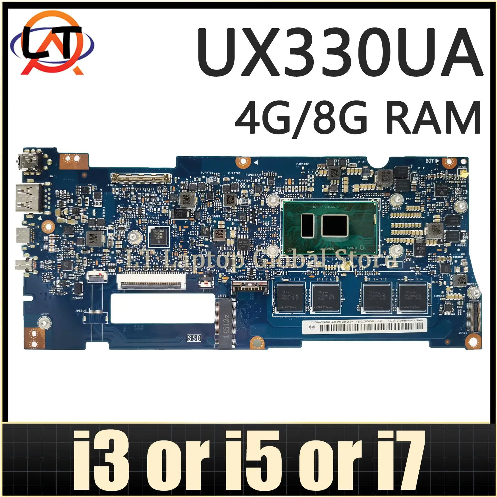 

UX330UA MAINboard For ASUS ZenBook UX330 U330UA UX330U UX330UAK U3000U Laptop Motherboard I3 or I5 or I7 CPU RAM-4GB/8GB