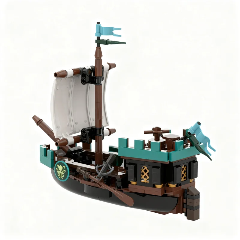 306-teiliges MOC-Set: Seeschlangen-Kraken-Schloss-Modell, Bausteine, Lernspielzeug, Sammelartikel, DIY-Display, kreatives Bauen, Geburtstagsgeschenk