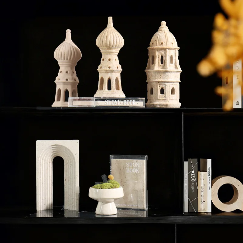 Wabi Stillwind Carving Huangdong Stone Ornament Light Luxury High Sense Simple Medium Ancient Style Model Room Soft Decorat