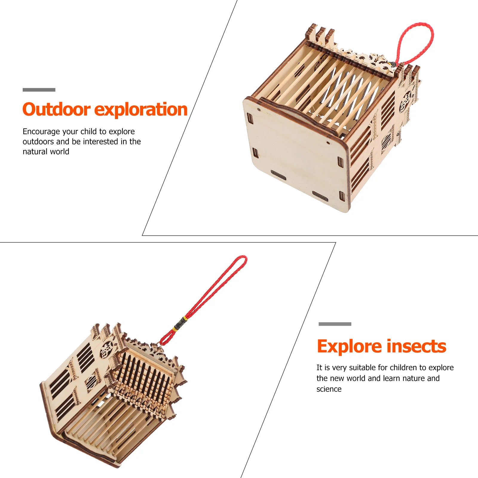 Grasshopper Cage Mini Cricket House Container Reusable Wooden Small Storage Basket