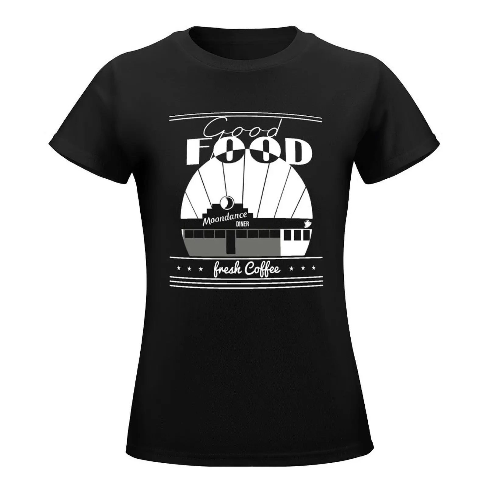 TICK BOOM GOOD FOOD MOONDANCE DINER FRESH COFFEE GIFT T-Shirt summer clothes oversized cute tops womans clothing