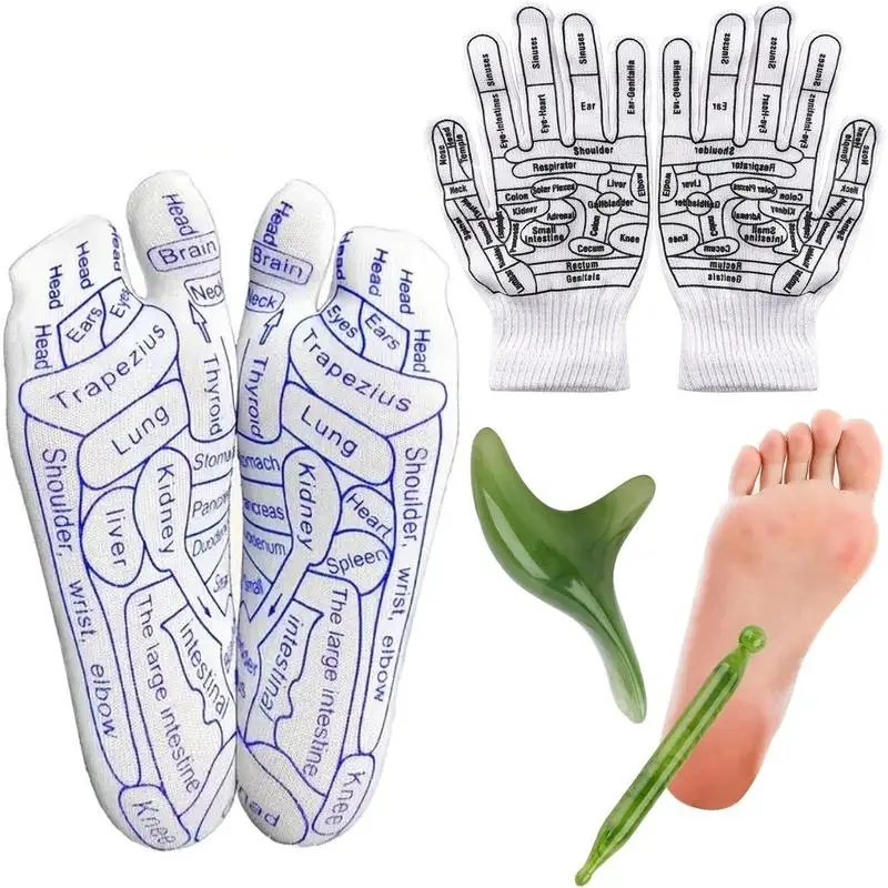 

Reflexology Socks with Tools and Gloves Set,Unisex Pressure Point Socks with Reflexology Tools,