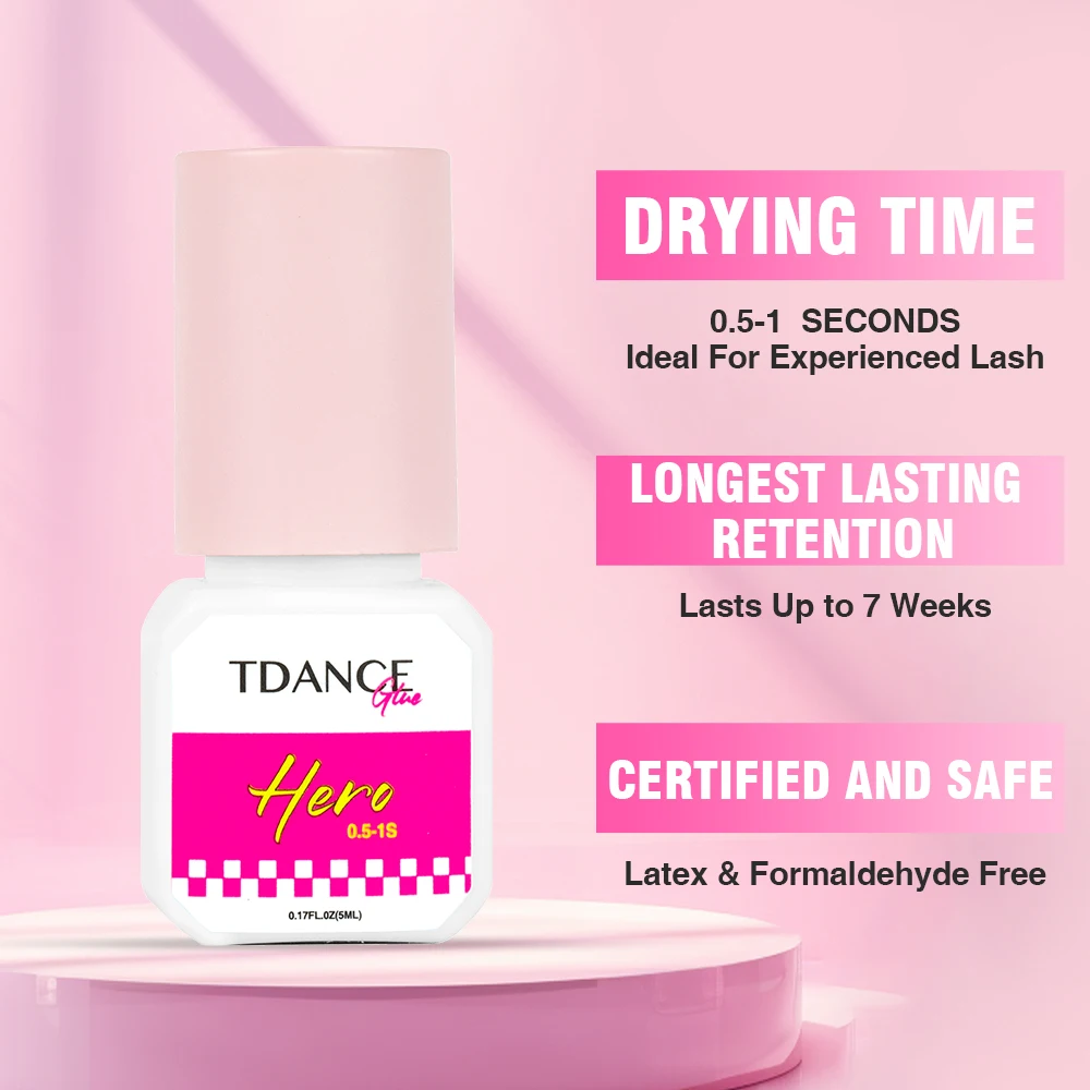 TDANCE 0.5-1秒速乾 ヘローアイラッシュエクステンション グルー 5ml アップグレードパッケージ 長持ち 7-8週間持続 アイラッシュエクステンション用