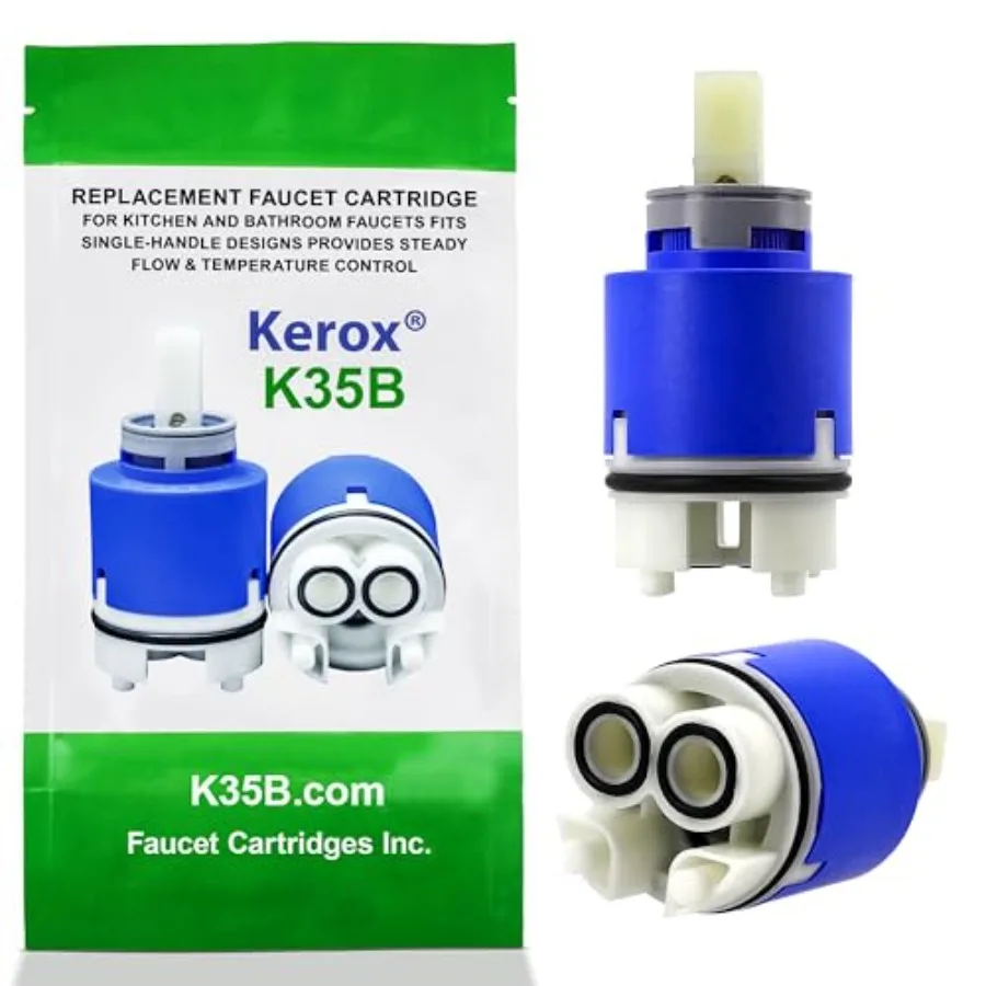 

Kerox K35B 35 mm Faucet Cartridge Replacement - Single Lever OEM Faucet Part Fits American Standard 7038 La Torre and Delta Fau