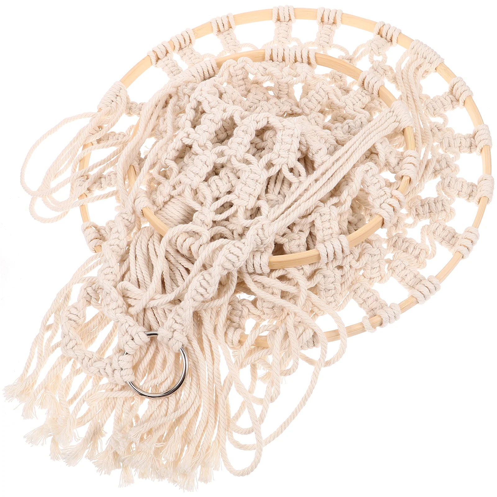 

Cotton Rope Woven Fruit Basket Bohemian Double Layer Hanging Storage For Kitchen Wall Potato Organizer Fruit Hanging