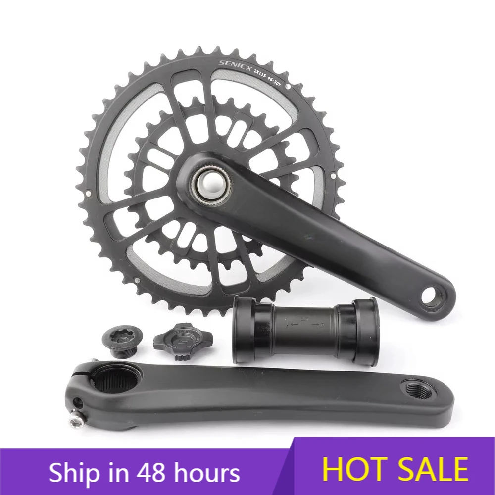 

POWER LEAP SENICX Road Bike Bicycle Crankset FC-PR3-A2 50/34T 52/36T 165/170/175mm Sprocket Direct Mount 11S/12S CNC With Bottom