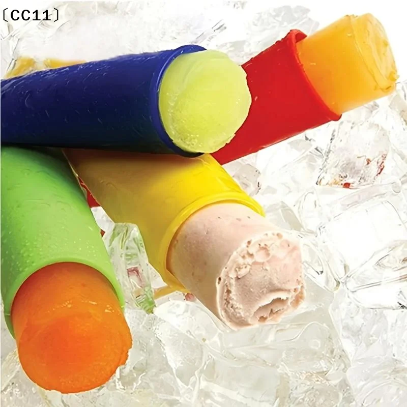 6Pcs Reusable Silicone Popsicle Molds With Lids Tubes Leak-Proof Easy One-Press Release For Homemade Yogurt Bars Juice 〔CC11〕