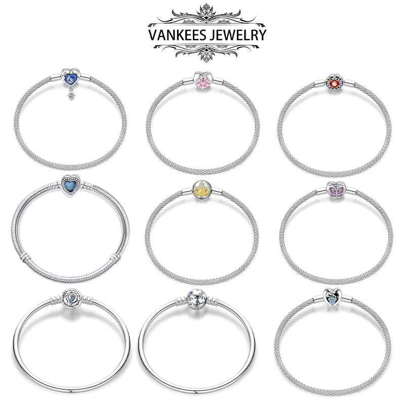 

Bracelet 925 Silver Original 17-20cm Star Moon Sun Heart Shaped Bracelet Suitable for DIY Jewelry Birthday Jewelry Gift