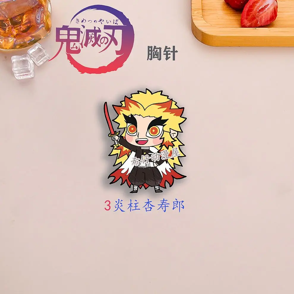 9PCS Kimetsu no Yaiba Kamado Tanjirō 배지 애니메이션 귀여운 브로치 옷깃 핀 DIY 배낭 모자 의류 액세서리 Collectible Gifts