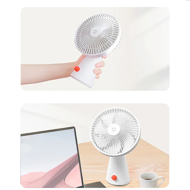 XIAOMI Mijia Portable Desk Fan USB Rechargeable Handheld Mini Electric Fans Cordless Air Cooling Small Fan 4 Gears Speed