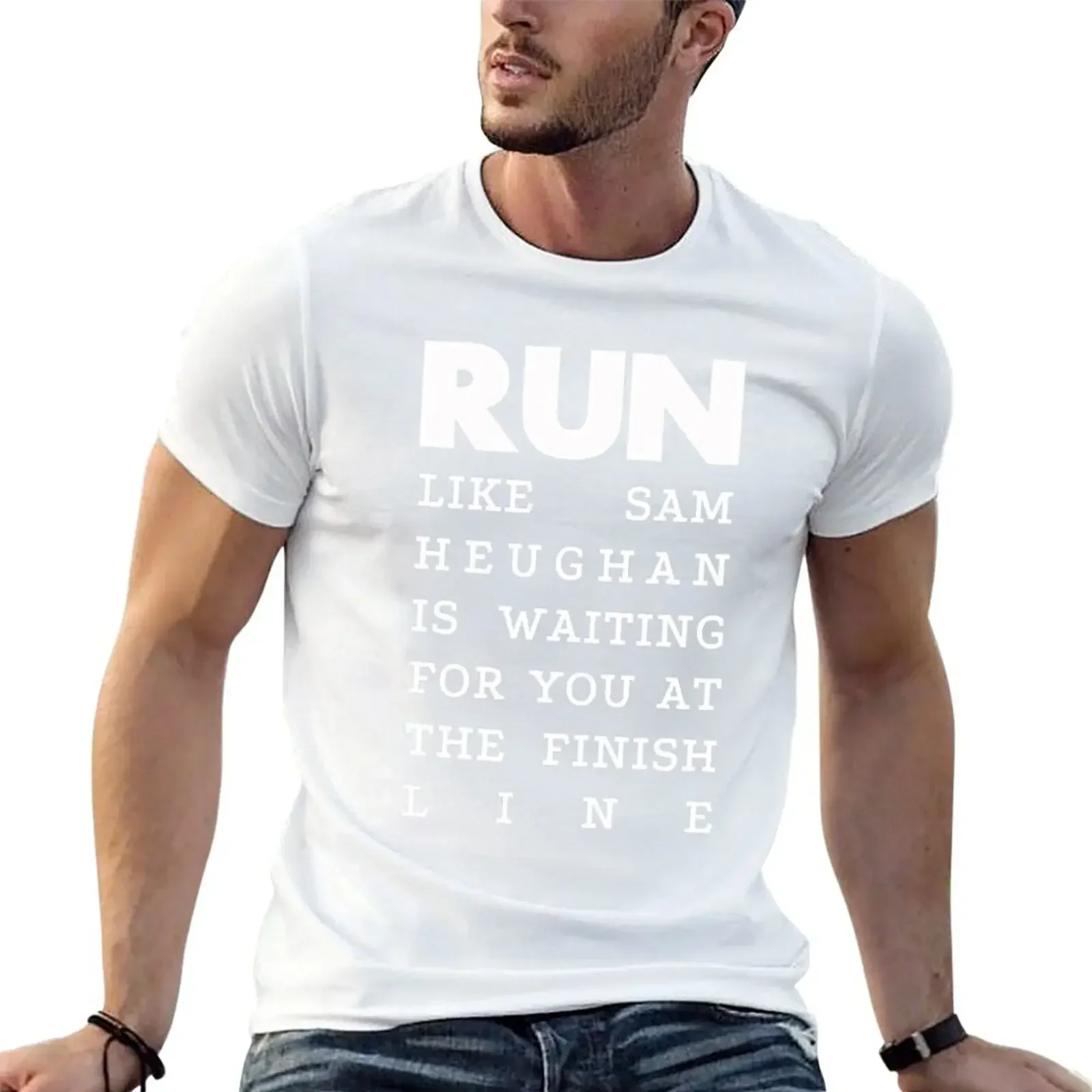 RUN - Sam Heughan 2 T-Shirt designer shirts tees heavyweight t shirts for men