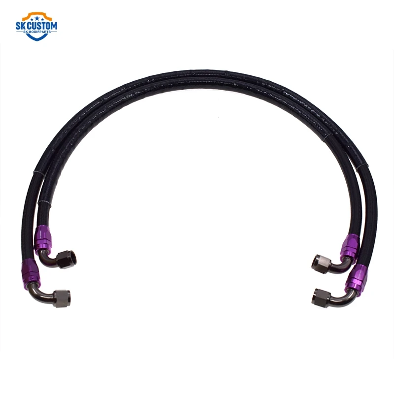 Two Nylon Braided Cooling Oil Pipe AN10 90 Degree Joint Oil Cooler Hose