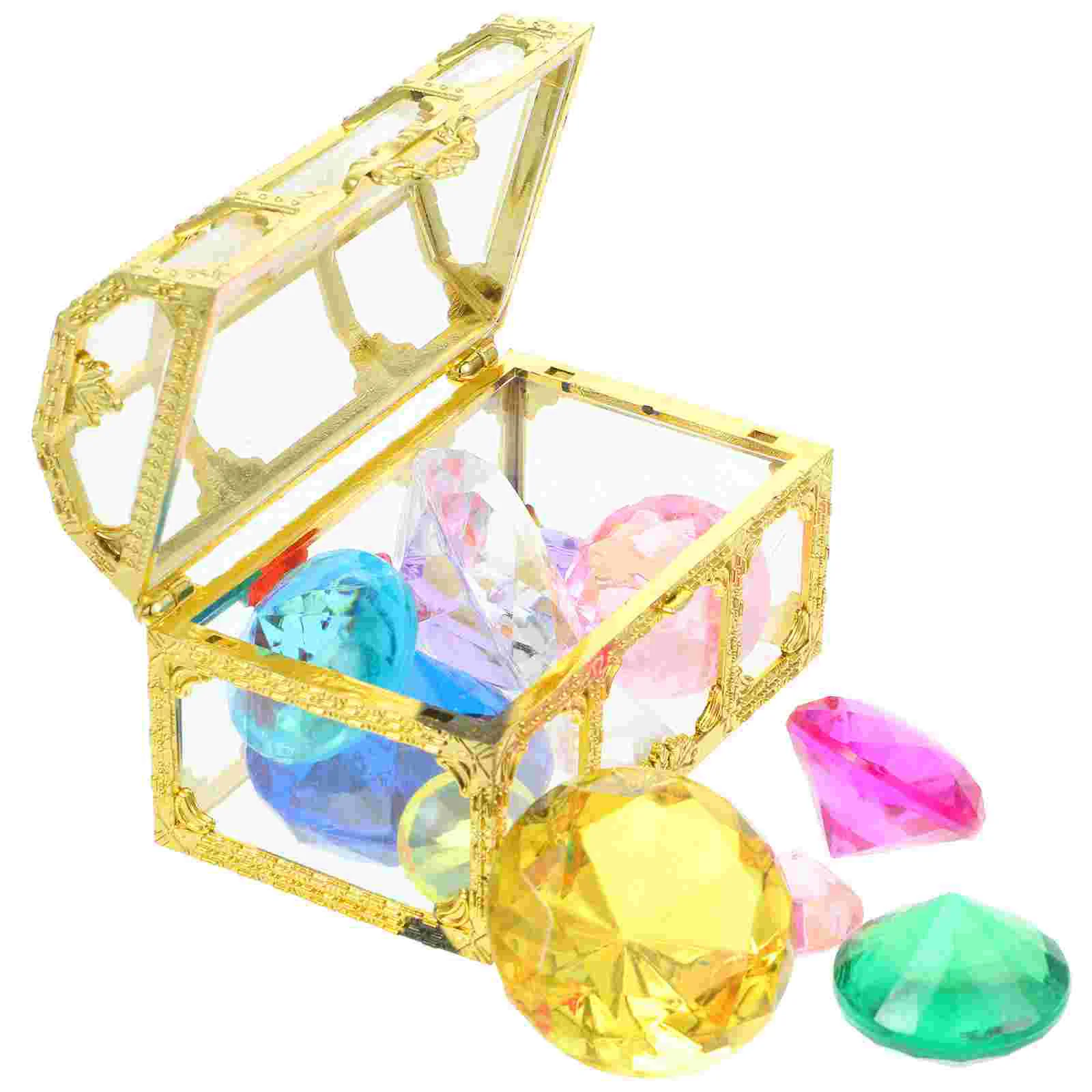 Crystal Stone Treasure Chest Heavy Gems Pool Party Decorations Summer Teenage Diving Toys Acrylic Small Gemstones Swimming