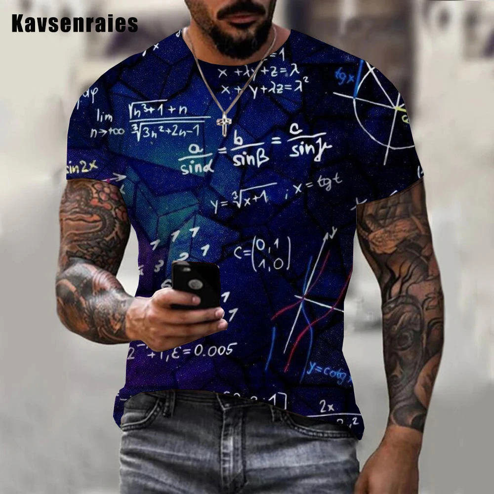 2022 New Funny Math Chemistry Equation 3D Printed Men T-shirt Fashion Casual Tee Shirts Cool Trendy Oversized T Shirts