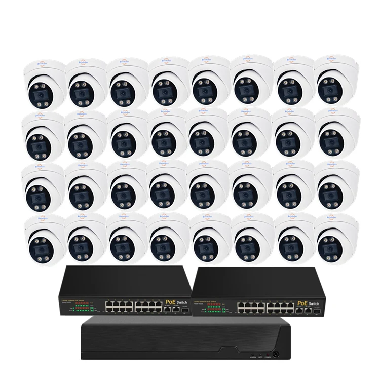 

Jianvision 32-Channel Indoor CCTV Security Dome POE IP Camera Set 24-Hour Video Audio Monitoring Waterproof (IP66) NVR Data